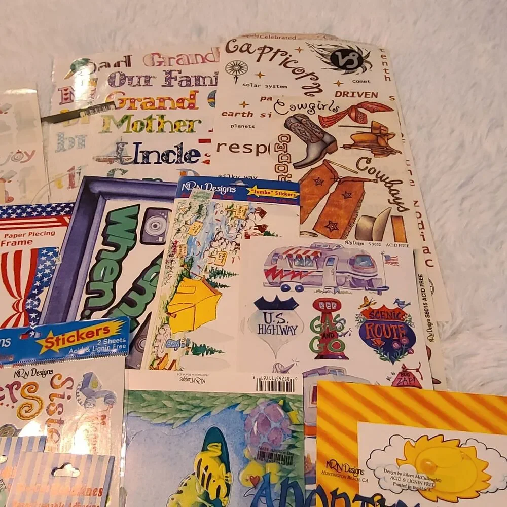 Lot of NRN Designs Stickers Holiday Family Friends Vacation Cowboy Baby Die-cuts